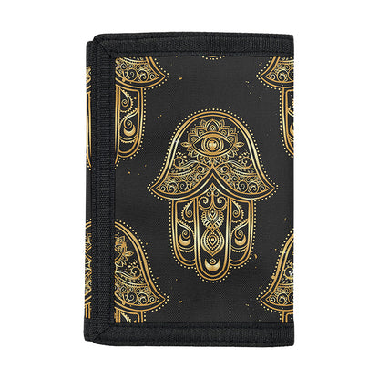 Gold Hamsa Pattern Print Trifold Wallet