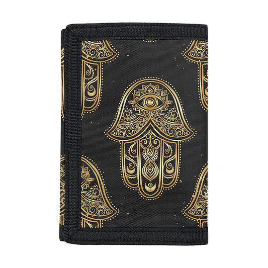 Gold Hamsa Pattern Print Trifold Wallet