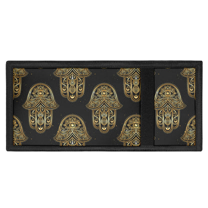 Gold Hamsa Pattern Print Trifold Wallet