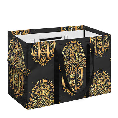 Gold Hamsa Pattern Print Utility Tote Bag