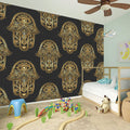 Gold Hamsa Pattern Print Wall Sticker