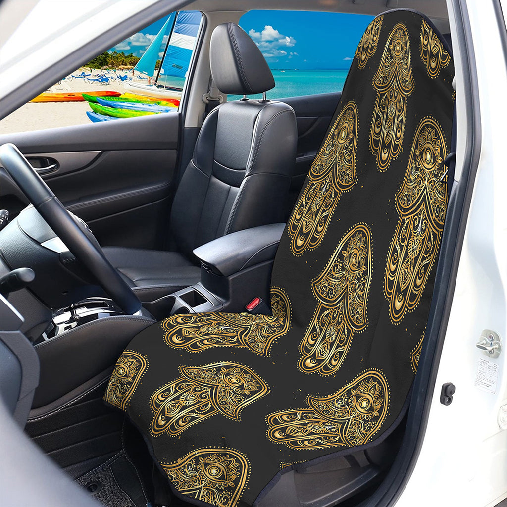 Gold Hamsa Pattern Print Waterproof Car Seat Cover