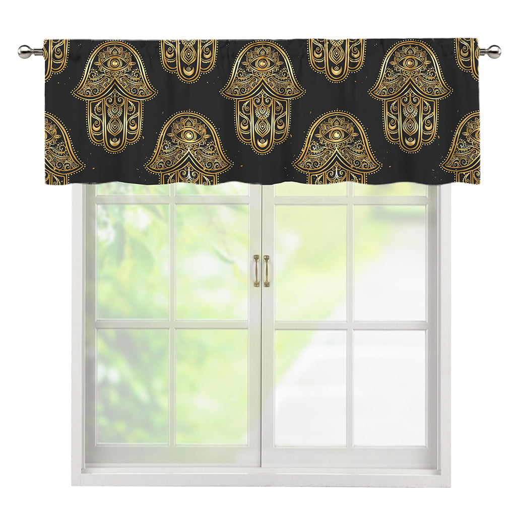 Gold Hamsa Pattern Print Window Valance