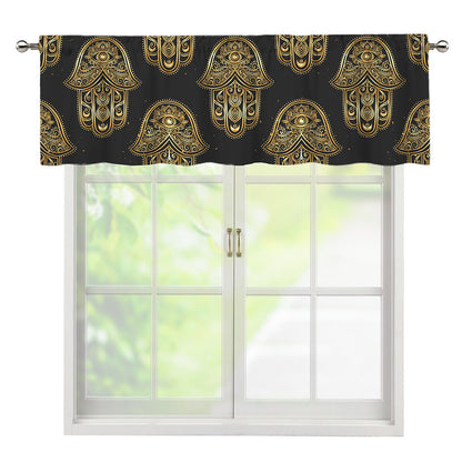 Gold Hamsa Pattern Print Window Valance