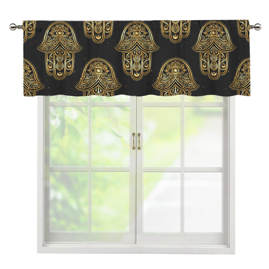 Gold Hamsa Pattern Print Window Valance