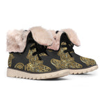 Gold Hamsa Pattern Print Winter Boots