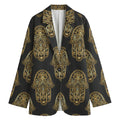 Gold Hamsa Pattern Print Women's Cotton Blazer
