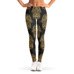 Gold Hamsa Pattern Print Women's Leggings