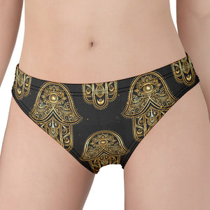 Gold Hamsa Pattern Print Women's Panties