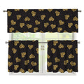 Gold Heart (NOT Real) Glitter Print 3 Piece Kitchen Curtains