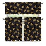 Gold Heart (NOT Real) Glitter Print 3 Piece Kitchen Curtains