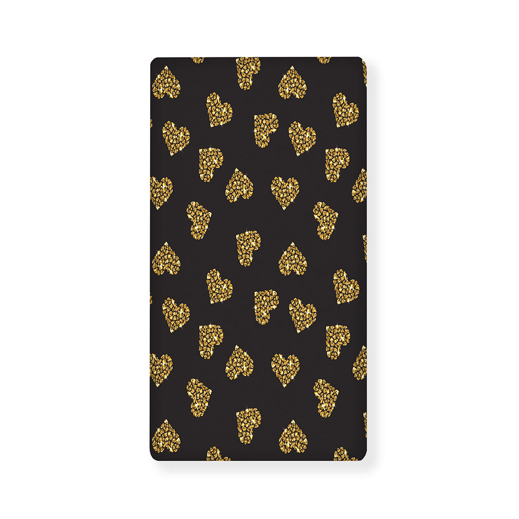 Gold Heart (NOT Real) Glitter Print Baby Crib Sheet