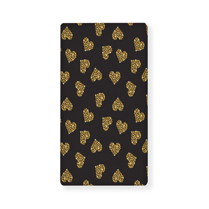 Gold Heart (NOT Real) Glitter Print Baby Crib Sheet