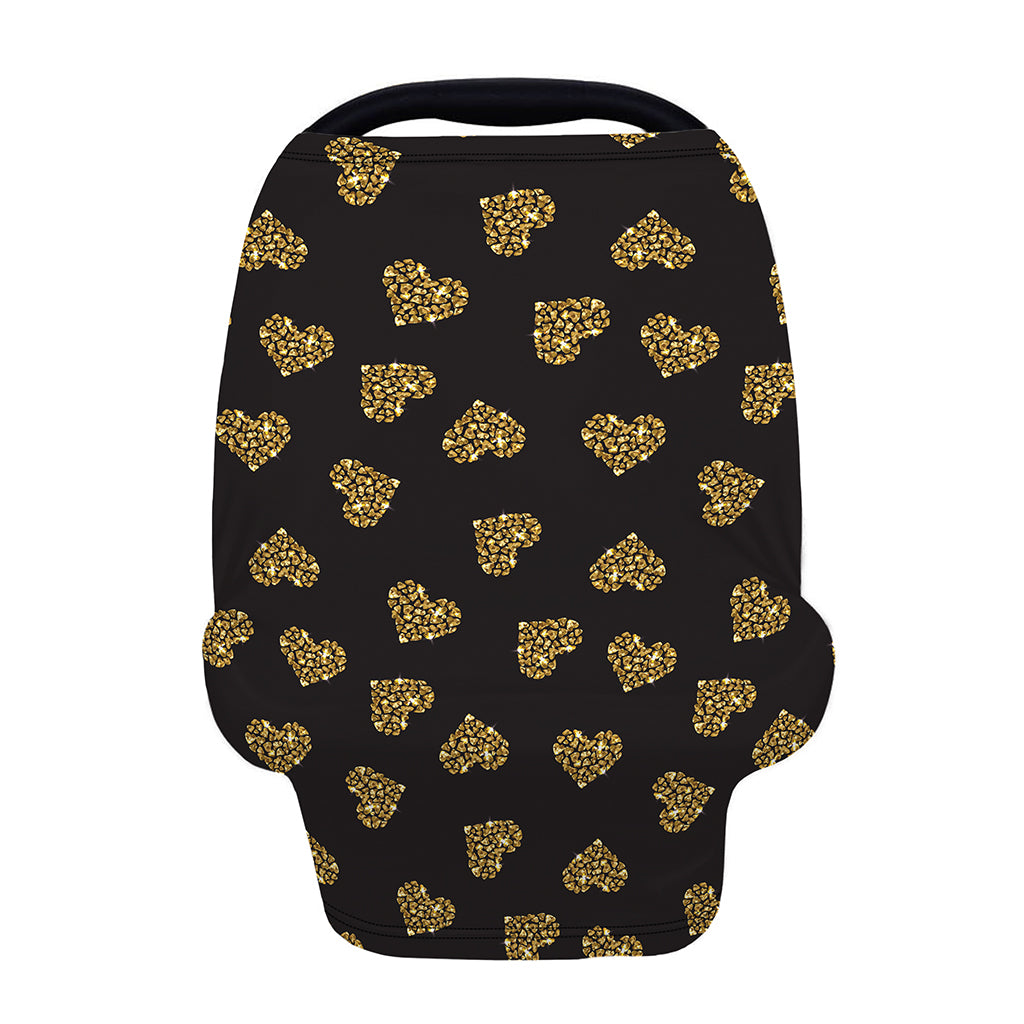 Gold Heart (NOT Real) Glitter Print Baby Seat Cover