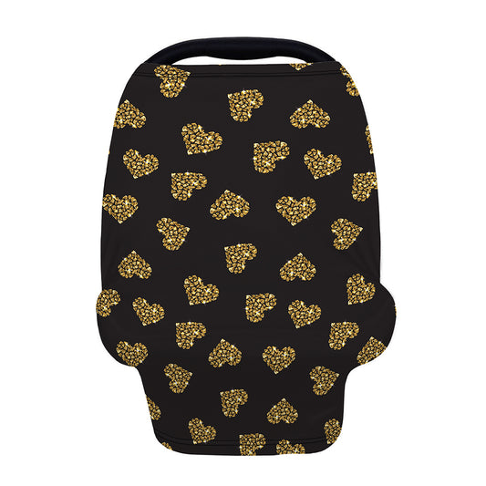 Gold Heart (NOT Real) Glitter Print Baby Seat Cover