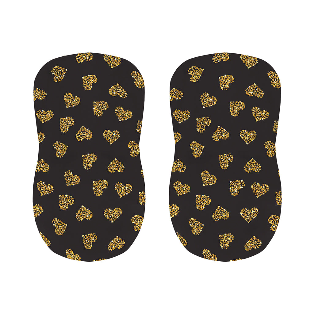 Gold Heart (NOT Real) Glitter Print Bar Stool Covers