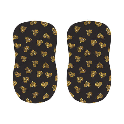 Gold Heart (NOT Real) Glitter Print Bar Stool Covers