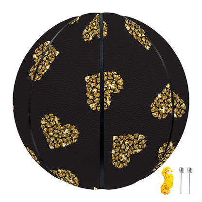 Gold Heart (NOT Real) Glitter Print Basketball