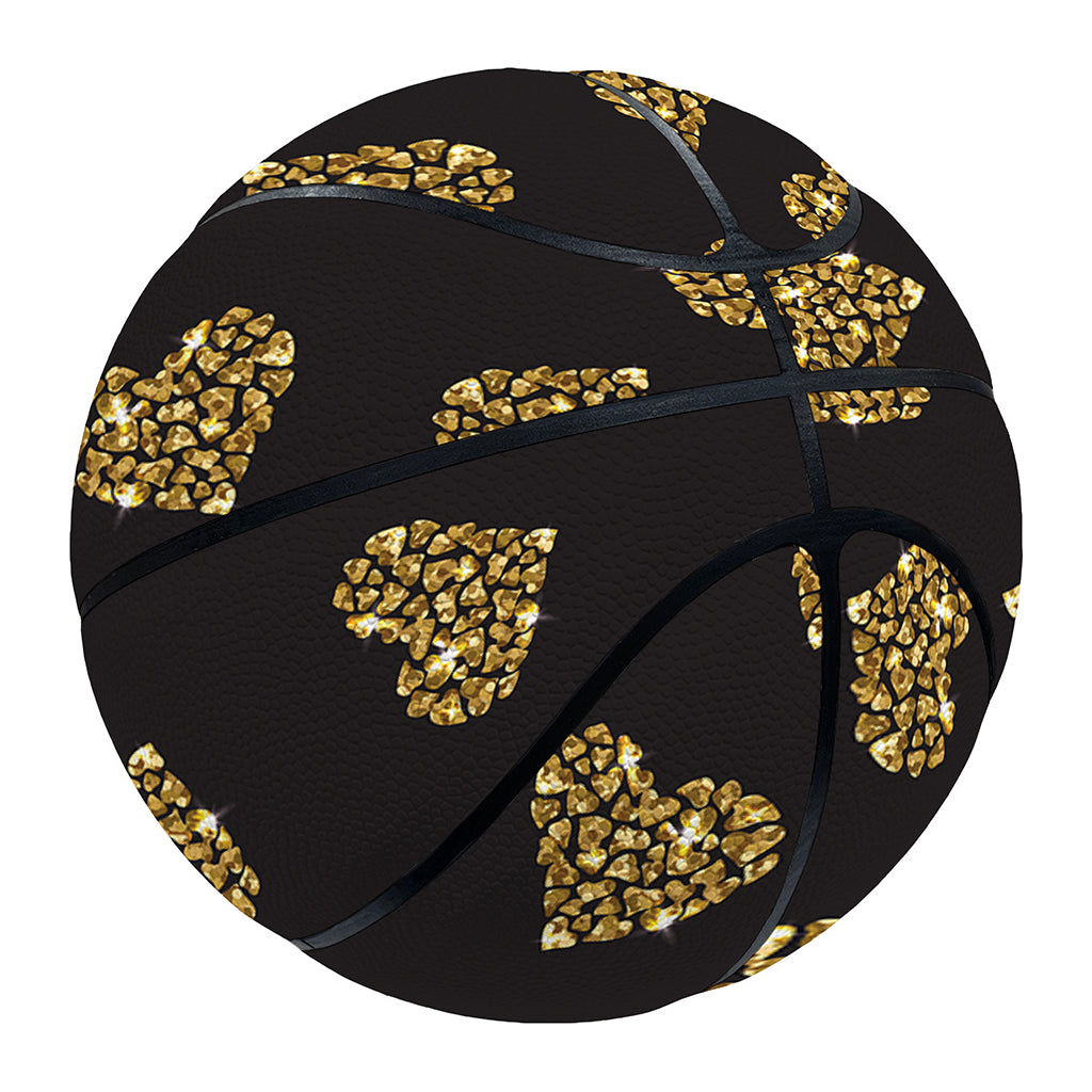 Gold Heart (NOT Real) Glitter Print Basketball