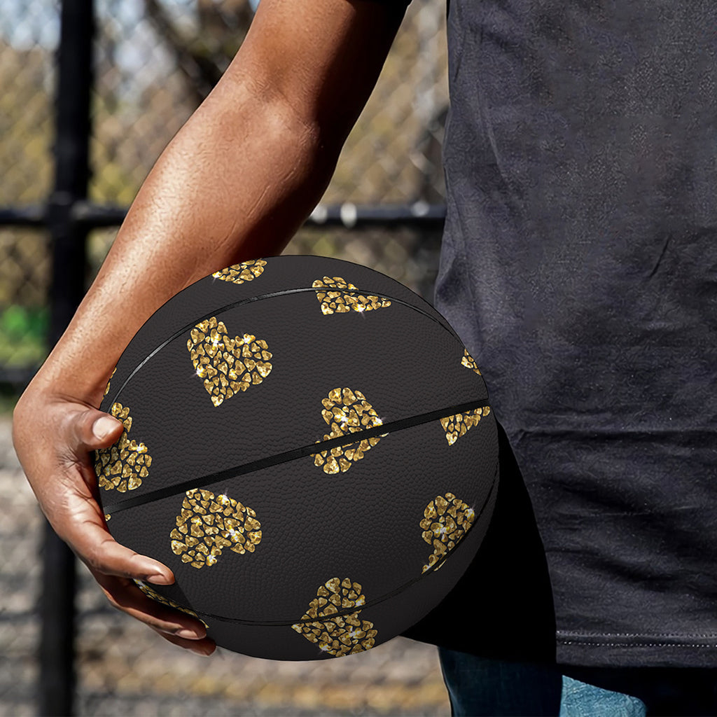 Gold Heart (NOT Real) Glitter Print Basketball