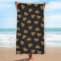 Gold Heart (NOT Real) Glitter Print Beach Towel