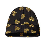 Gold Heart (NOT Real) Glitter Print Beanie