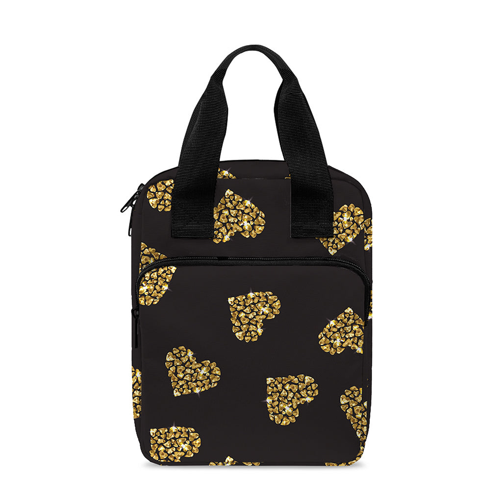 Gold Heart (NOT Real) Glitter Print Bible Tote Bag