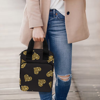 Gold Heart (NOT Real) Glitter Print Bible Tote Bag
