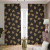 Gold Heart (NOT Real) Glitter Print Blackout Pencil Pleat Curtains