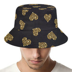 Gold Heart (NOT Real) Glitter Print Bucket Hat