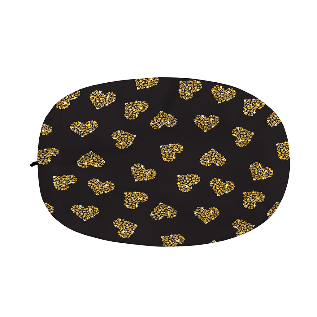 Gold Heart (NOT Real) Glitter Print Car Side Mirror Covers