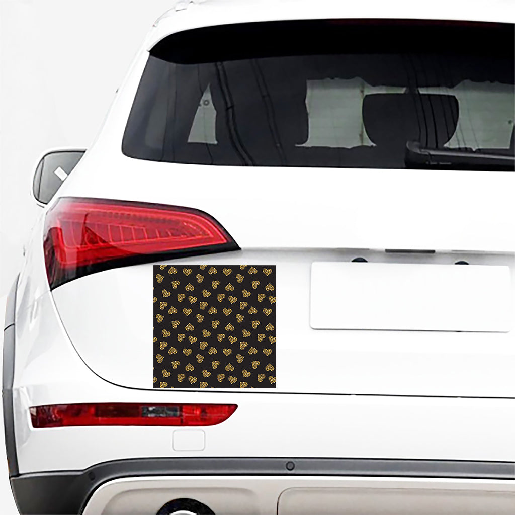 Gold Heart (NOT Real) Glitter Print Car Sticker