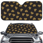 Gold Heart (NOT Real) Glitter Print Car Windshield Sun Shade