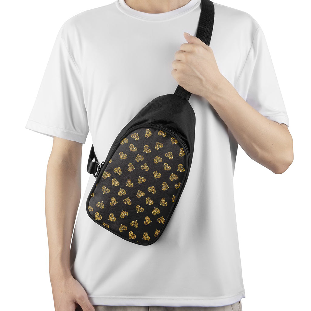 Gold Heart (NOT Real) Glitter Print Chest Bag