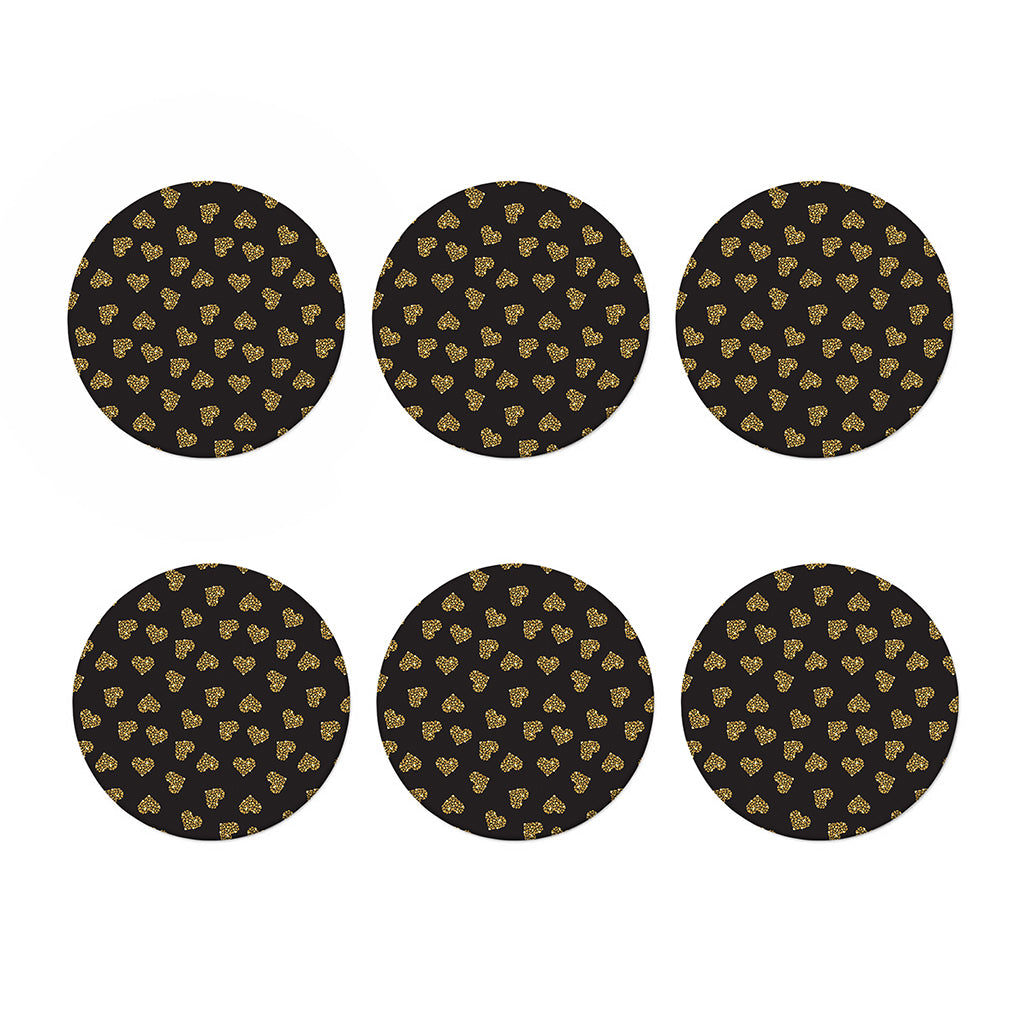 Gold Heart (NOT Real) Glitter Print Coaster Set