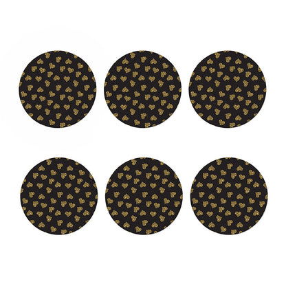 Gold Heart (NOT Real) Glitter Print Coaster Set