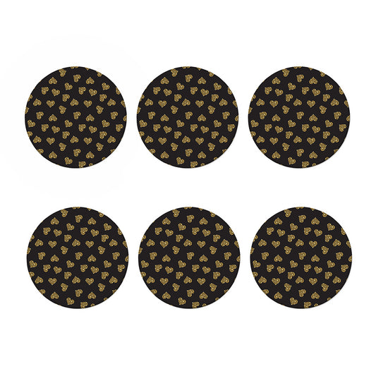 Gold Heart (NOT Real) Glitter Print Coaster Set