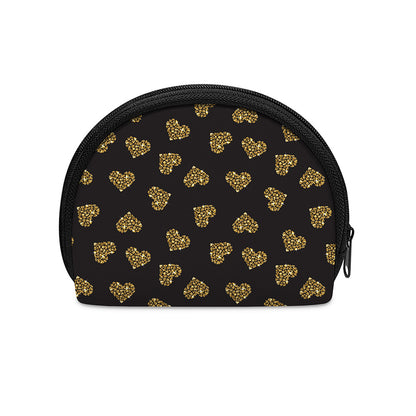 Gold Heart (NOT Real) Glitter Print Coin Purse