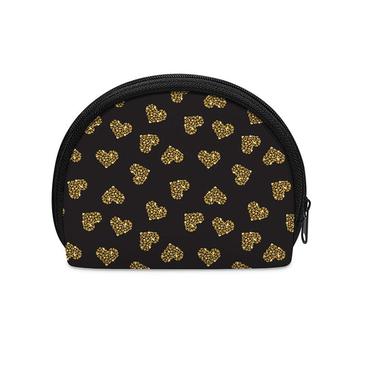 Gold Heart (NOT Real) Glitter Print Coin Purse