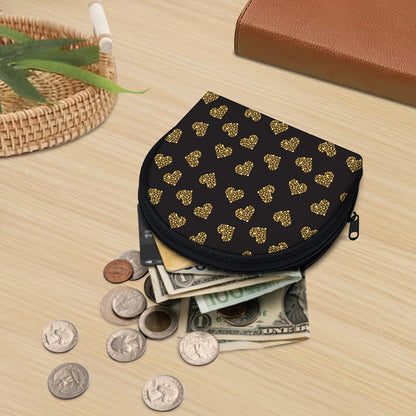 Gold Heart (NOT Real) Glitter Print Coin Purse