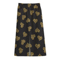 Gold Heart (NOT Real) Glitter Print Cotton Front Slit Maxi Skirt