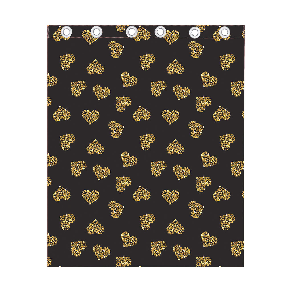 Gold Heart (NOT Real) Glitter Print Curtain