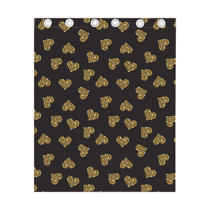 Gold Heart (NOT Real) Glitter Print Curtain