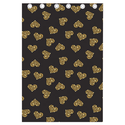 Gold Heart (NOT Real) Glitter Print Curtain
