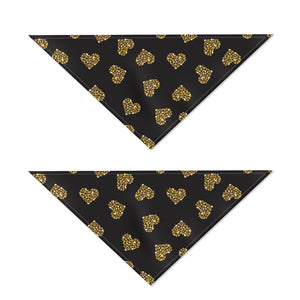 Gold Heart (NOT Real) Glitter Print Dog Bandana