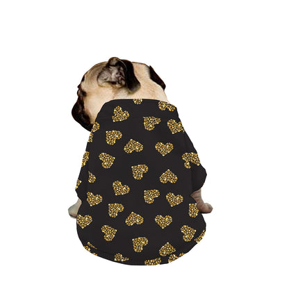 Gold Heart (NOT Real) Glitter Print Dog Zip Up Jacket