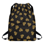 Gold Heart (NOT Real) Glitter Print Drawstring Backpack