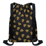 Gold Heart (NOT Real) Glitter Print Drawstring Backpack
