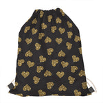 Gold Heart (NOT Real) Glitter Print Drawstring Bag