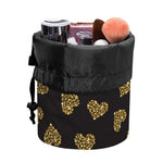 Gold Heart (NOT Real) Glitter Print Drawstring Makeup Bag